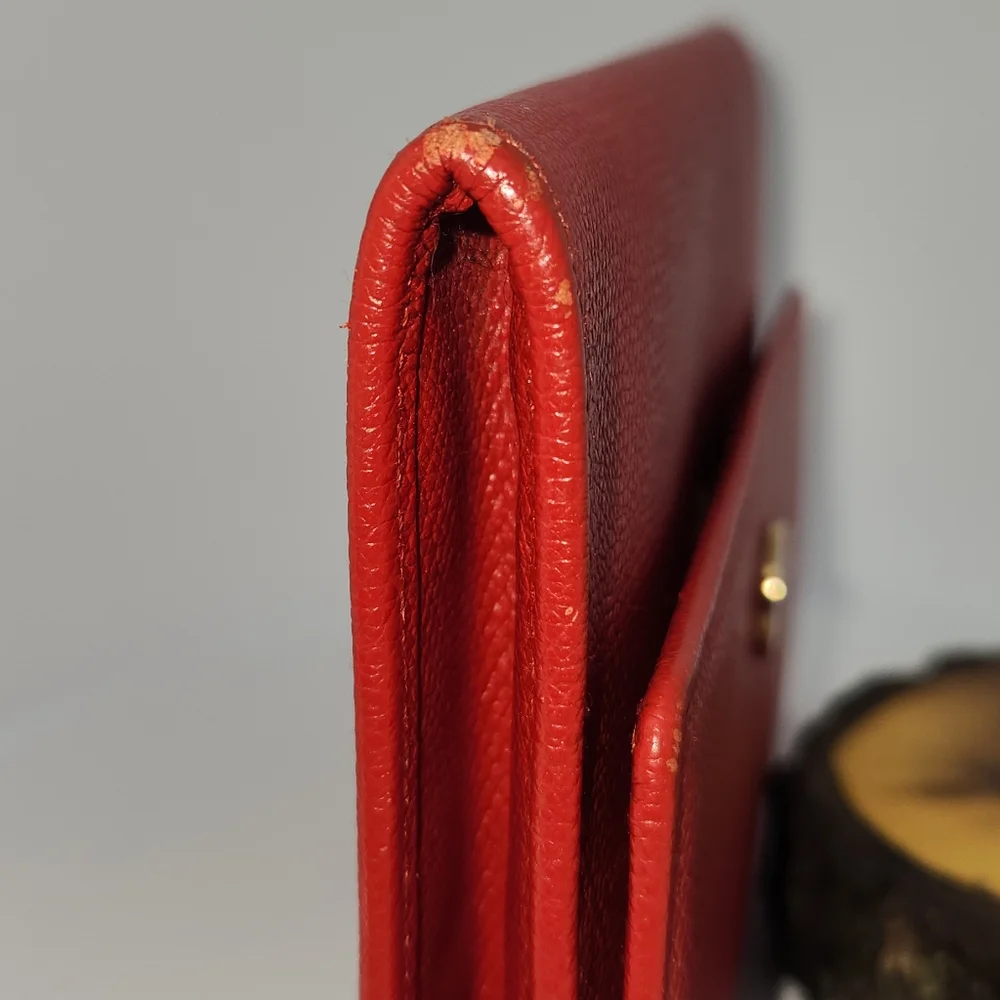 Vintage Chanel FULL INCLUSION Pre-Loved Red Calfskin Leather Clutch w/ AM Strap - Picture 6 of 16